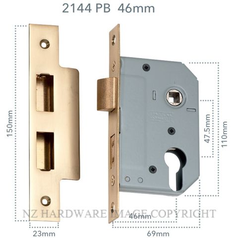 TRADCO 2144 - 2145 EURO LOCKSET POLISHED BRASS