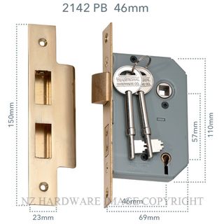 TRADCO 2142 PB 5 LEVER LOCK POLISHED BRASS