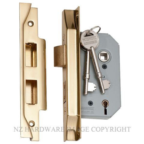 TRADCO 2146 - 2147 REBATED 5 LEVER LOCK POLISHED BRASS