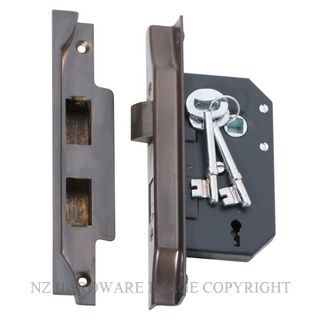 TRADCO 2204 - 2205 REBATED 3 LEVER LOCKS ANTIQUE BRASS