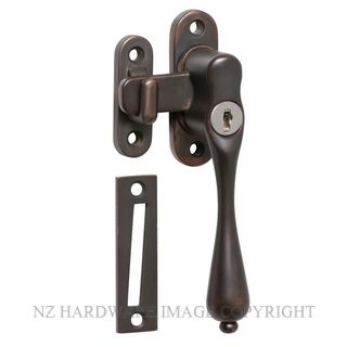 TRADCO 2319 AB CASEMENT FASTENER KEY OPERATED RH ANTIQUE BRASS