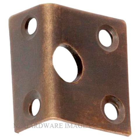 TRADCO 2327 AB RIGHT ANGLE KEEPER AB 7.5MM BOLT ANTIQUE BRASS