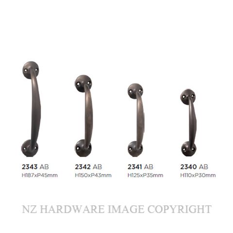 TRADCO 2340 - 2343 TELEPHONE PULL HANDLES ANTIQUE BRASS