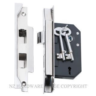 TRADCO 2214 CP 3 LEVER REBATED LOCK 44MM BACKSET CHROME PLATE