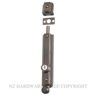 TRADCO 2248 AB SURFACE BOLT KEY OPERATED 150 X 32MM ANTIQUE BRASS