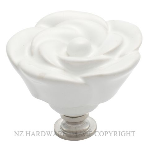 TRADCO 3009 FLOWER KNOB CERAMIC 50MM WHITE-CP