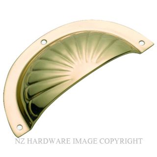 TRADCO 3550 PB DRAWER PULL FLUTED SB 97 X 40MM POLISHED BRASS