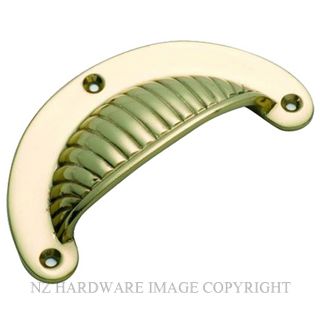 TRADCO 3559 PB DRAWER PULL FLUTED 95 X 50MM POLISHED BRASS