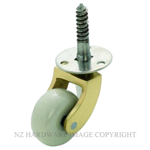 Tradco polished brass,white porcelain screw plate castor,25 mm caster,TH 3504