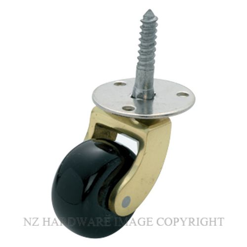 Screw Plate Castors - Brass Wheel D32mm - Polished Brass - TradCo