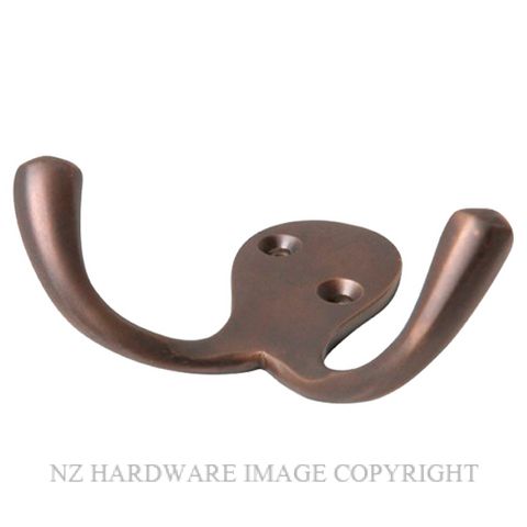 TRADCO 4040 AB DOUBLE ROBE HOOK ANTIQUE BRASS