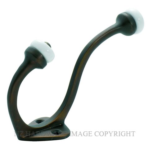 TRADCO 3972 AB HAT & COAT HOOK PORC. TIP ANTIQUE BRASS