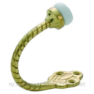 TRADCO 3975 PB ROBE HOOK ROPE PORC. TIP POLISHED BRASS
