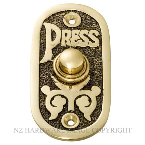 TRADCO 5501 BELL PUSH 40 X 80MM POLISHED BRASS-BLACK