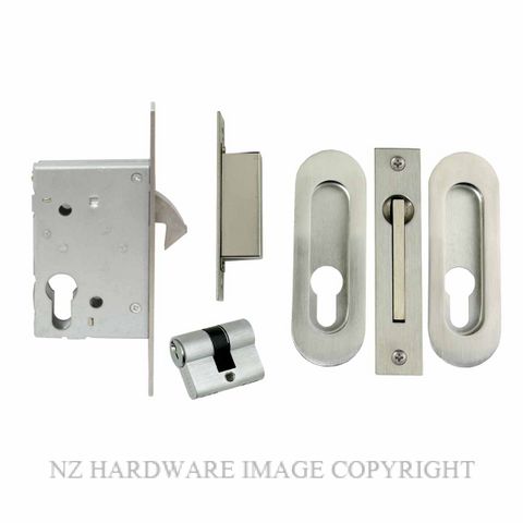 WINDSOR 1188 SS SLIDING DOOR LK KIT OVAL FLUSHPULLS STAINLESS STEEL