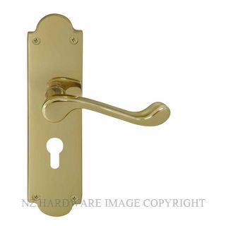 WINDSOR 3008-E48 PB VICTORIAN LEVER LOCK - EURO 48MM POLISHED BRASS