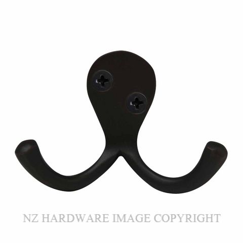 WINDSOR 5236 BLK DOUBLE ROBE HOOK MATT BLACK