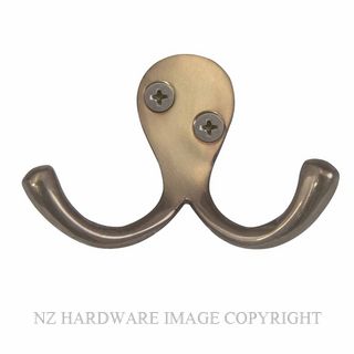 WINDSOR 5236 NB DOUBLE ROBE HOOK NATURAL BRONZE