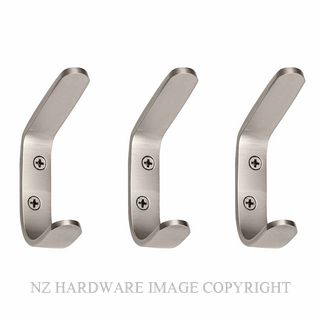 WINDSOR 5297 BN ALUMINIUM HAT & COAT HOOK 3 PACK BRUSHED NICKEL