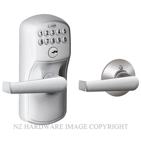 SCHLAGE FE575 ENTRY PLYMOUTH ELAN KEYPAD LOCKSET SATIN CHROME