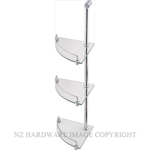 HEIRLOOM UNIVERSAL UGSCT CRN GLASS SHELF 3 TIER POLISHED STAINLESS