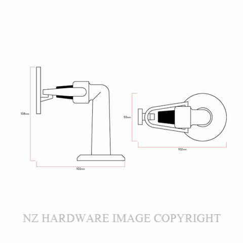 SYLVAN DS17 EXTERNAL FLOOR MOUNTED HOOK BACK STOP SATIN CHROME