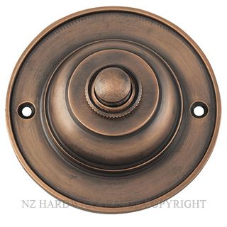 TRADCO 9724 AB BELL PUSH 75MM ANTIQUE BRASS