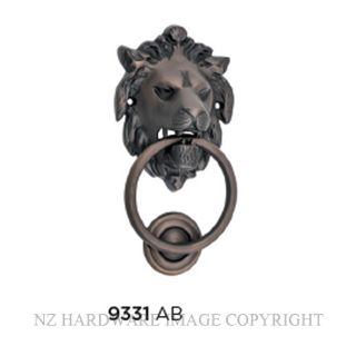 TRADCO 9331 AB LION DOOR KNOCKER ANTIQUE BRASS