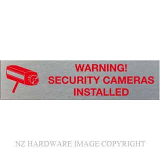 MARKIT GRAPHICS SSS323 SECURITY CAMERAS SIGN SA RED ON SILVER