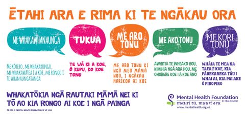 Five Ways to Wellbeing postcard te reo Māori