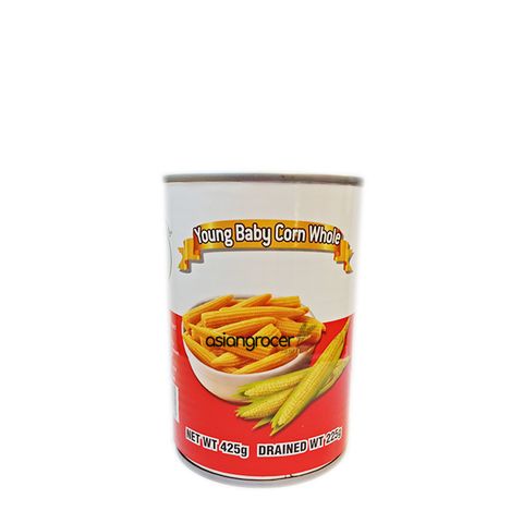 YOUNG BABY CORN WHOLE TIGER KING 425G