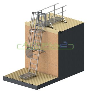 Fixed Access Ladders with Cage and Walkway