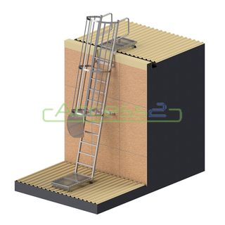 Climb2 Modular Fixed Access Ladder Kit with Cage and Lockable Access Door