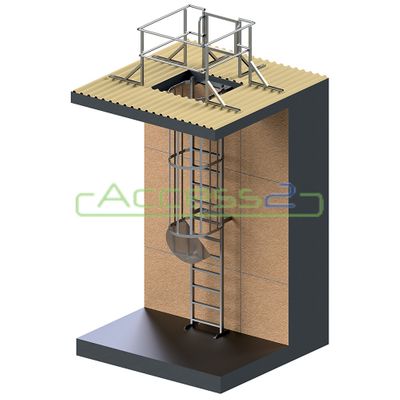 Fixed Access Ladders with Cage and Retractable Stiles