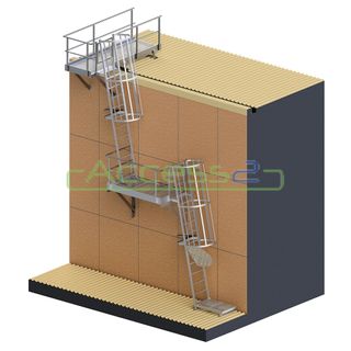 Fixed Access Ladders with Cage, Platform, and Walkway