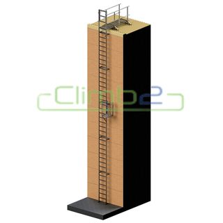 Climb2 Modular Fixed Access Ladder Kit with Lifeline, Rest Platform, Access Walkway Kit and Lockable Access Door