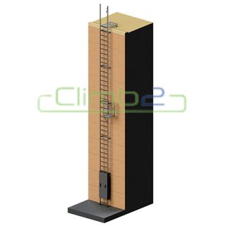 Climb2 Modular Fixed Access Ladder Kit with Lifeline, Rest Platform and Lockable Access Door