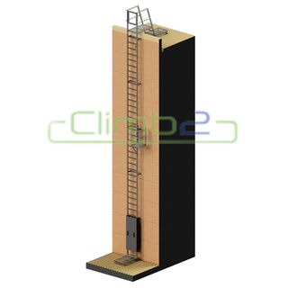 Climb2 Modular Fixed Parapet Ladder Kit with Lifeline, Rest Platform, Access Walkway Kit and Lockable Access Door
