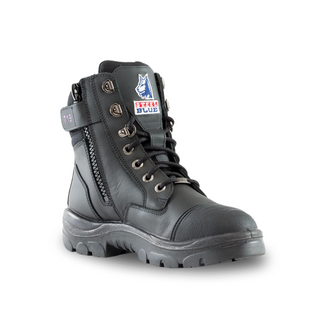 BOOT STEEL BLUE SOUTHERN CROSS ZIP SCUFF LADIES BLACK