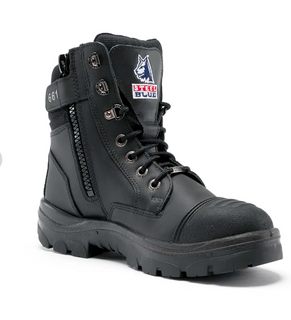 BOOT STEEL BLUE SOUTHERN CROSS ZIP SIDE BLACK