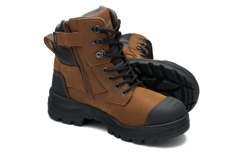 BLUNDSTONE ROTOFLEX 8066 BROWN ZIP SIDED SAFETY BOOTS