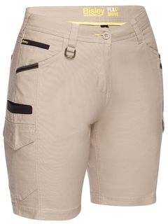 Bisley BSHL1044 Women's Flex and Move Cargo Shorts - Stone