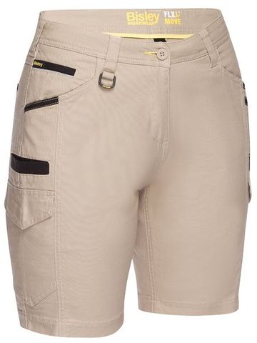 Bisley BSHL1044 Women's Flex and Move Cargo Shorts - Stone