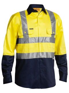 BISLEY BS6267T YELLOW/NAVY TAPED HI-VIS SHIRT