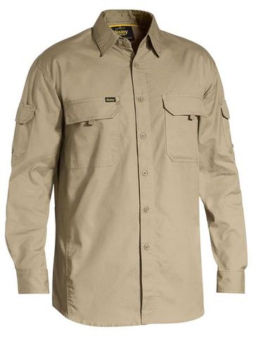 BISLEY BS6414 RIPSTOP KHAKI LONG SLEEVE SHIRT