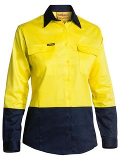 Bisley BL6267 Ladies Long Sleeve Yellow/Navy