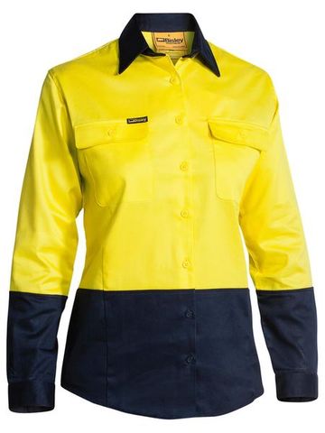Bisley BL6267 Ladies Long Sleeve Yellow/Navy