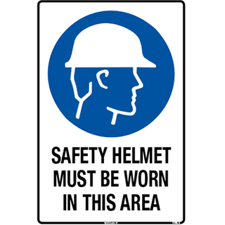 SIGN SAFETY HELMET MUST BE WORN IN THIS AREA 300x225 POLY