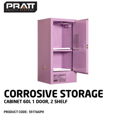 PRATT CORROSIVE CABINET 60LTR 1 DOOR, 2 SHELF