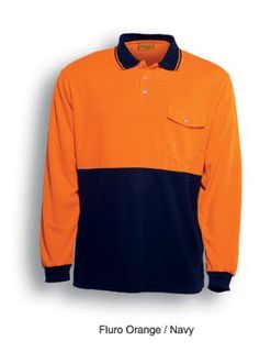 BOCINI SP0426 LONG SLEEVE POLO ORG/NVY